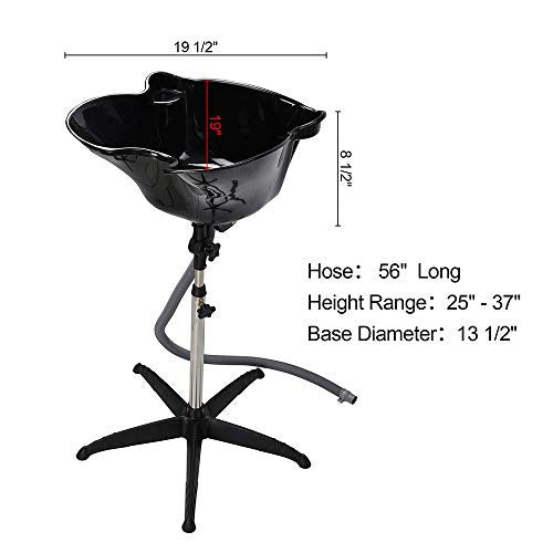 Bassin de shampoing Portable à hauteur réglable, bol de traitement des cheveux, outil de Salon de coiffure, matériau PP noir