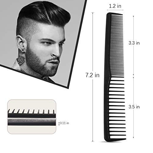 Peigne à dents larges démêlant, peigne de séparation pour femmes et hommes, peigne de barbier fin et résistant à la chaleur (3 pièces, noir)
