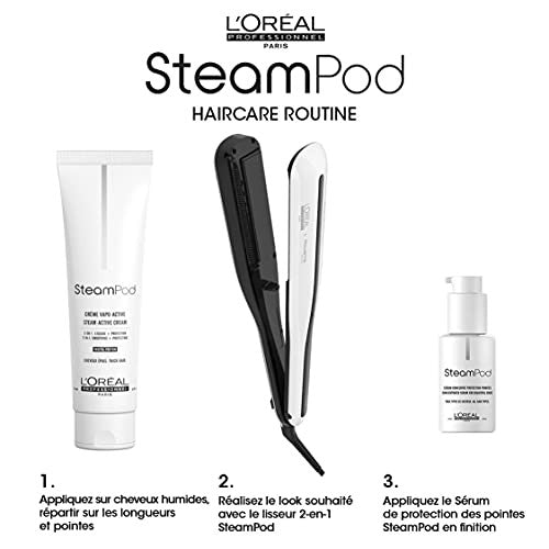 Steampod | Crème de Lissage Vapo-Activée pour Cheveux Épais | Double Action : Lissage et Protection | 150 ml | L'Oréal Professionnel