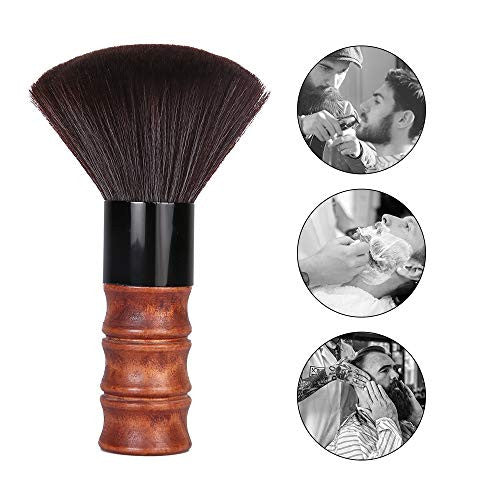 Barber Neck Duster Brush for Hair Cutting, Soft Neck Cleaning Brush, Professional Salon Tool (Red Brown)