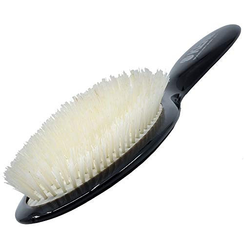 Kent CSGL 8.5" Large Oval Cushion Straightening Brush and Hair Detangler - Natural White Boar Bristle Hair Brush - Shine Hair Brush and Scalp Scrubber for Fine or Thinning Hair (+ Hair Brush Cleaner)