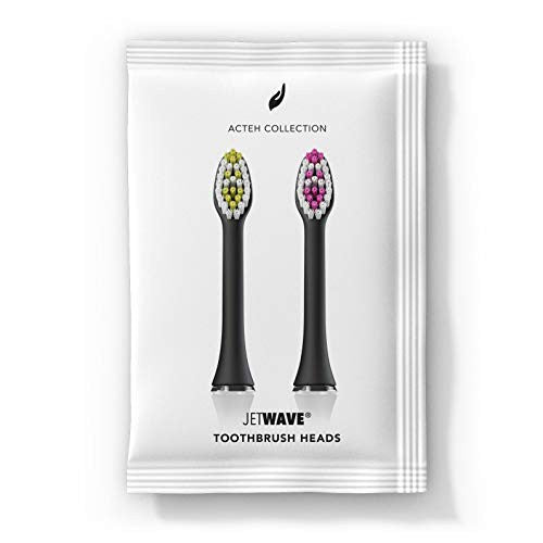Acteh Toothbrush Heads for Sonic Edge, JetWave, JetUV and eBrush toothbrush models (Black Purple/Black Yellow)