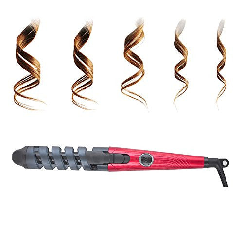 Zinnor Curl Styler Ceramic Barrel Curling Wands Spiral Hair Rollers Instant Heat Hair Curling Iron for Perfect Style Solutions Hair Curler Tool Red