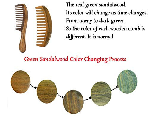 Louise Maelys 2 pièces peignes à cheveux à dents larges en bois de santal peigne en bois en forme de lune pour cheveux bouclés