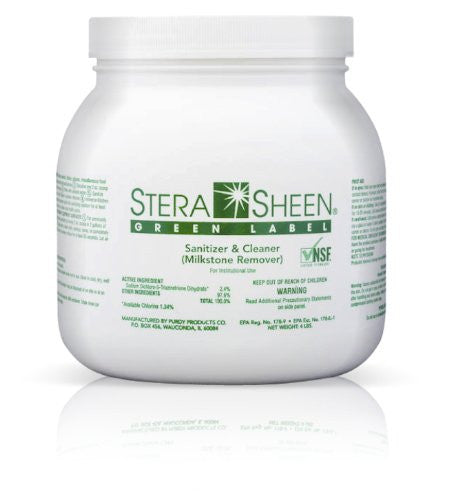 Pot de désinfectant Purdy Stera-Sheen de 4 lb avec étiquette verte - Caisse = 4