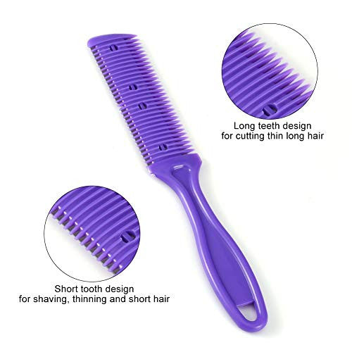 Peigne de coupe de cheveux double face, ciseaux de coupe de cheveux, peigne de coupe de cheveux avec lame en acier inoxydable, outil de toilettage pour cheveux longs ou courts (1)