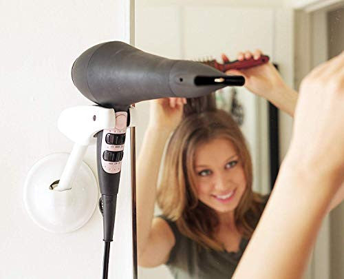 Hair Dryer Holder Wall Mount - Hands Free Blow Dryer Holder can be Mounted at any Height Allowing you to use both Hands for Hair Styling