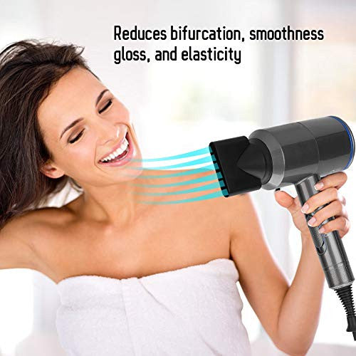 1800W Professional Hair Dryer, 6Types Powerful Constant Temperature Hair Dryer Low Noise with Ionic Conditioning - Powerful, Fast Hairdryer Styling Dryer Hairdryer, 3 Speeds, 2 nozzles(blue)