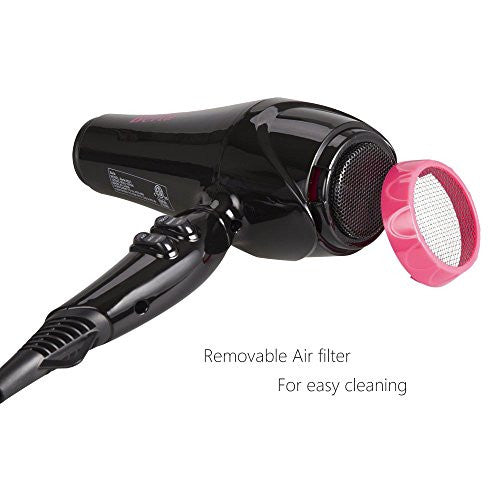 BERTA 1875W Negative Ions Hair Blow Dryer with 2 Speed and 3 Heat Setting Ceramic Hair Dryer, Black