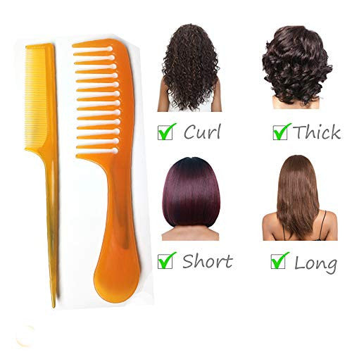 Peigne à cheveux à dents larges, brosse démêlante, peigne à cheveux, peigne à poignée de soin, meilleur peigne coiffant (jaune orange)