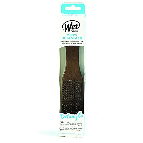 Wet Brush Brosse à cheveux démêlante pour hommes avec poils Intelliflex doux, réduisant la casse, peigne en bois démêlant sans douleur (marron), Standard