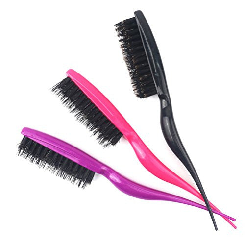 FRCOLOR Boar Bristle Brush Salon Comb Hair Teasing Brush for Hair Salon 1PCS (Random Color)