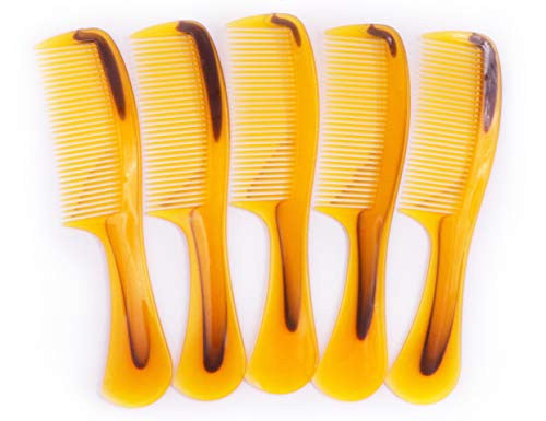 LBY Paquet de 5 Peignes à Cheveux de 16 cm (6,3 ''), Peigne à Manche Rond Peigne de Soin des Cheveux, Peigne Rond, Peigne à Poignée de Soin - Meilleur Peigne de Coiffage pour Cheveux Longs, Plastique Jaune