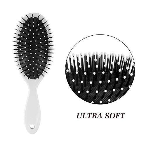 Lot de 4 brosses à cheveux en marbre avec nettoyant, brosse à palette pour démêler, tangle teezer, lissage des cheveux et brushing, parfaite pour les cheveux longs, courts, droits, bouclés, secs et mouillés.