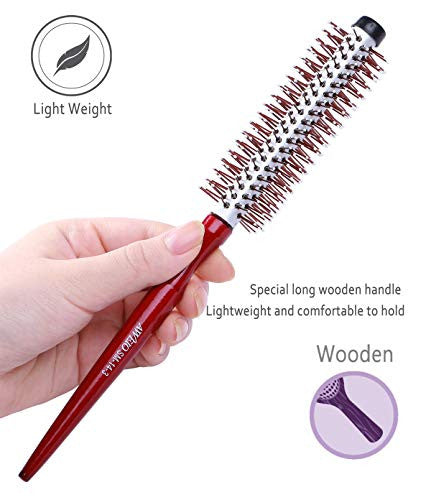 Small Round Brush for Blow Drying Short Hair, 1.3 Inch Mini Roller Hair Brush with Nylon Bristles for Volume, Styling, Curling & Curly, Wavy, Thick, or Thin Hair on Men & Women