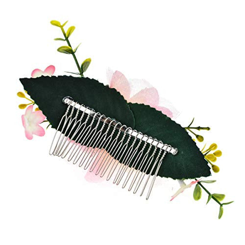 Vividsun 新娘花朵梳绿叶发梳婚礼花卉头饰(紫色)