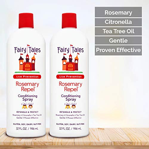 Contes de fées Romarin Repel Leave in Conditioning Spray Recharge pour la prévention des poux | 32 onces liquides. onces. | Paquet de 2