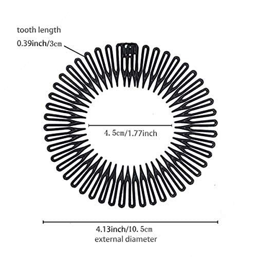 Peigne bandeau cercle complet peigne extensible 3 pièces dent flexible en plastique peigne bandeau clair pour femmes fille