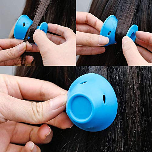 JANYUN 80 Pcs Blue Magic Silicone Hair Curlers Rollers with Hairnet
