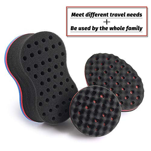 ORIY Small Holes Magic Twist Hair Curling Sponge for Men Women Boys Afro Natural Hair Style Curler Wave Barber Coil Sponge Brush Kit Black 10mm