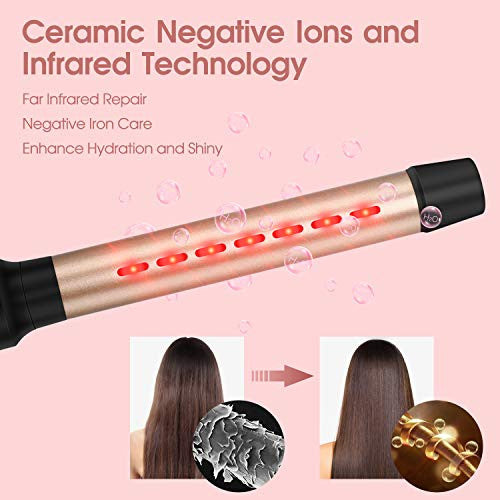 Curling Iron Wand Set 7 in 1, PARWIN Ceramic Curling Wand Set LED Temperature Adjustable with 7 Interchangeable Hair Wand Ceramic Barrels, Anti-scalding Tip (0.5'' to 1.25'') and Heat Resistant Glove