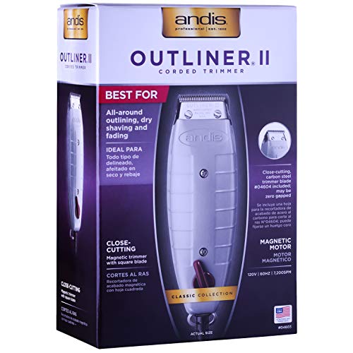 Andis Professional Outliner II Beard/Hair Trimmer, Gray, Model GO (04603) Bundled with a BeauWis Blade Brush