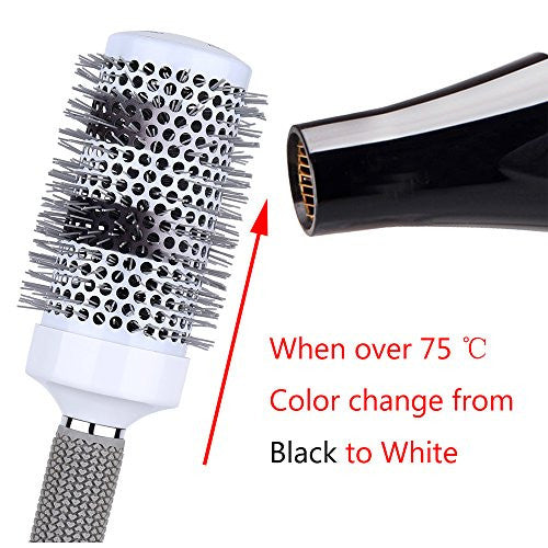 Ensemble de brosses thermiques rondes en céramique pour le séchage par soufflage, grande brosse à cheveux ronde nano ionique chauffée, 5 tailles différentes