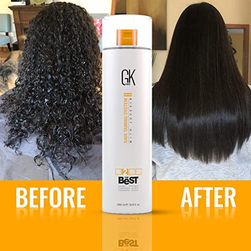 GK HAIR Global Keratin The Best (33.8 Fl Oz/1000ml) Smoothing Keratin Hair Treatment - Professional Brazilian Complex Blowout Straightening For Silky Smooth & Frizz Free Hair - Formaldehyde Free