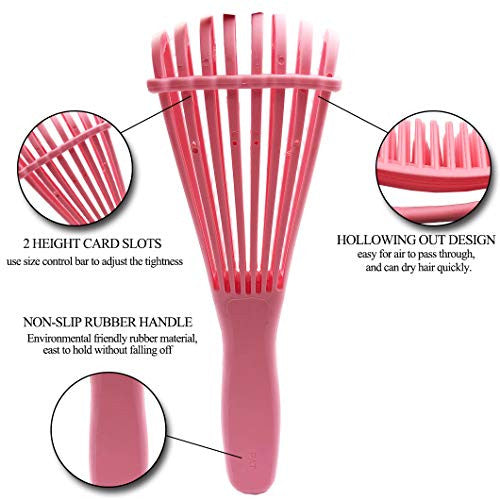 Messen EZ Detangler Brush Flex 顺发梳,适用于 3a 至 4c 卷曲/卷曲/湿发/干发/油发/浓密/长发,减少疲劳(1 包,粉色)