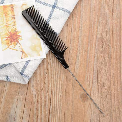 Luxxii (2 Pack) 8" Rat Tail Stainless Steel Pintail Comb Fine-tooth Hair Comb - Heat and Chemical Resistant For All Hair Types