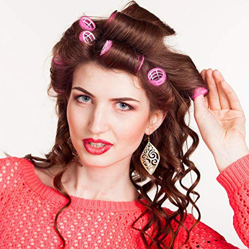 Self Grip Hair Rollers Set, Self Holding Rollers and Multicolor Plastic Duck Teeth Bows Hair Clips Hairdressing Curlers for Women, Men and Kids (24 Pieces, 25 mm)