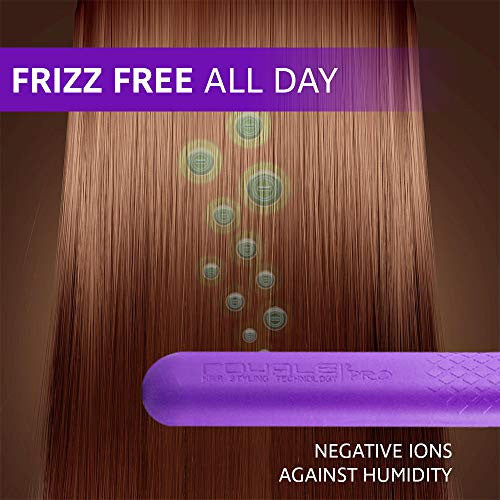 Royale 100% 陶瓷电气石离子平板直发器 | 二合一直发器和卷发器 | 单通道浮动板 | 离子技术防静电和防毛躁(1.25 英寸紫色柔软触感)-1601026304