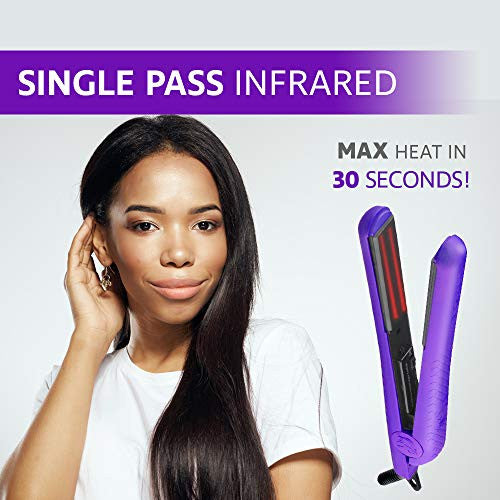 Royale 100% 陶瓷电气石离子平板直发器 | 二合一直发器和卷发器 | 单通道浮动板 | 离子技术防静电和防毛躁(1.25 英寸紫色柔软触感)