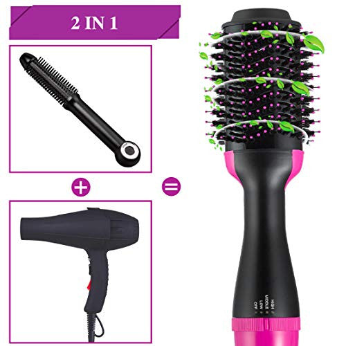 Hot Air Hair Brushes Hair Dryer & Volumizer 3-in-1 Negative Ion Hair Straightener Hair Curler Hair Styler Hot Air Brush Styler and Dryer Straightening Brush Hot Air Brush Curlers (2)