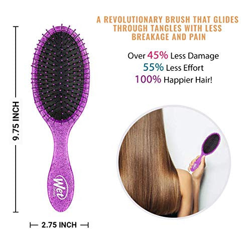 Wet Brush Hair Brush Rock N Roll Original Detangler (Purple Glitter)- Heat Resistant Bristles
