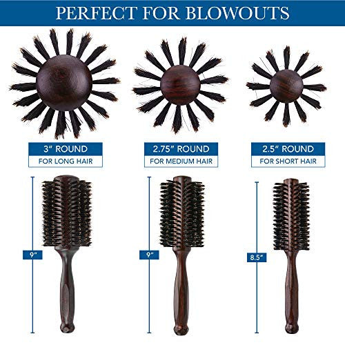 Cantor Brosse ronde moyenne pour brushing – Poils de sanglier, corps en céramique thermique, brosse à cheveux professionnelle antistatique pour coiffage et brushing – 6,3 cm, 14 rangées, pour cheveux moyens à longs – Par Cantor