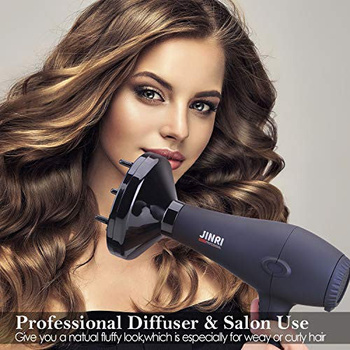 JINRI 1875W Professional Salon Grade Hair Dryer,DC Motor Negative Ionic Blow Dryer with 2 Speed 3 Heat Settings Cool Button,Concentrator & Diffuser Attachments