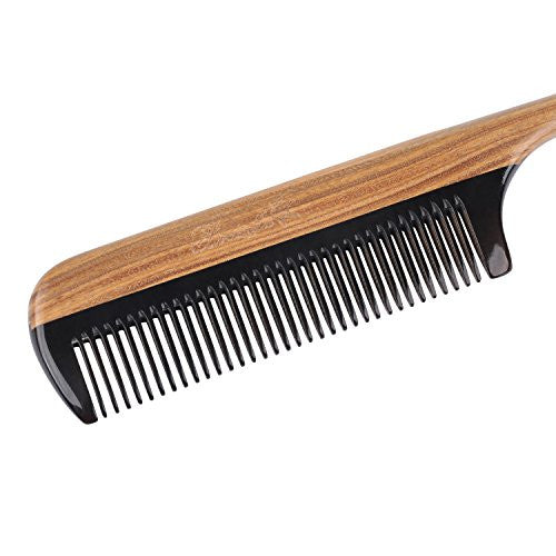 Breezelike Peignes à cheveux – Peigne en corne de bois de santal à dents fines – Peigne à queue en bois non statique pour femme