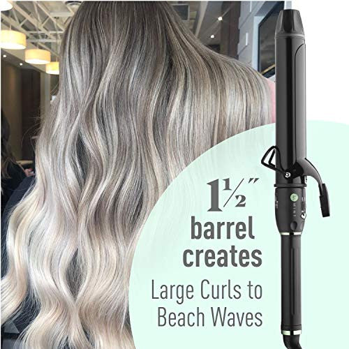 Professional Series Curling Iron 1 1/2 inch by MINT | Extra-Long 2-Heater Ceramic Barrel That Stays Hot. Hair Curler/Curl Former for Large Curls and Beach Waves. Travel-Ready Dual Voltage.