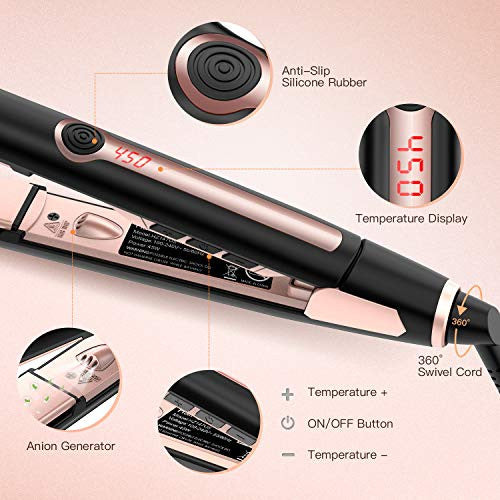 BESTOPE 1 Inch Upgraded Hair Straightener Professional Flat Iron for Hair with MCH Technology and 15s Heats Ceramic Tourmaline Ionic & Anti-static Plate for Fine Wavy Curly Coarse Hair