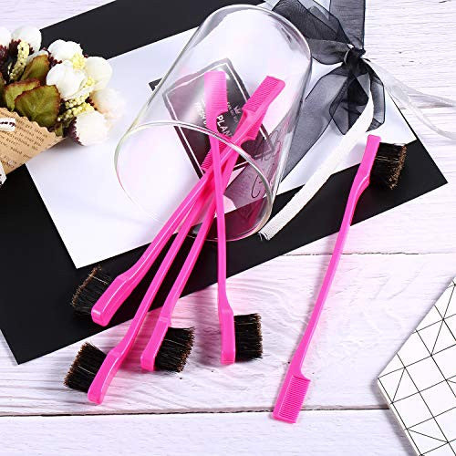 BBTO 10 Pieces Hair Edges Brushes 2 In 1 Edge Control Brushes Comb Double Sided Edge Brushes (Rose)