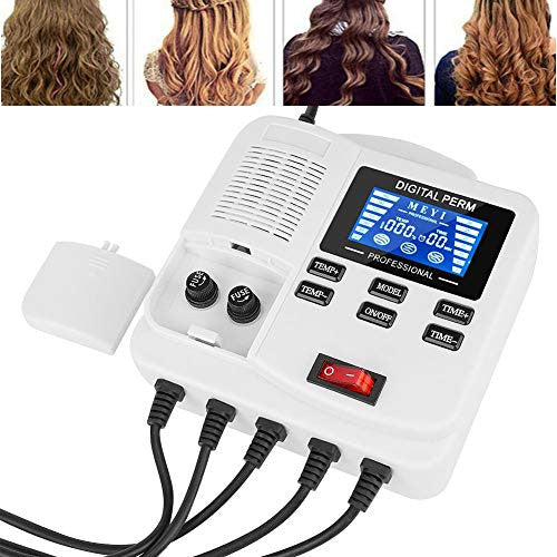 Hair Perm Machine, Digital Hair Perm, Portable Small Ceramics Hair Perm Machine with 25 Hair Rollers, for Hair Salon Styling (US)