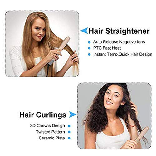 Aostuo Professional Hair Straightener, 2 in 1 Curling Iron Tourmaline Ceramic Twisted Flat Iron Fast Heating-up Adjustable Temp with LCD Digital Display&Auto Shut-Off Hair Styling Tools for All Types