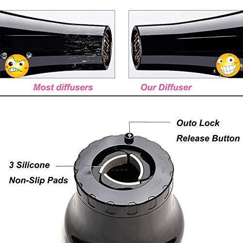 Diffuseur de cheveux universel - Adaptable pour les sèche-cheveux de D-1,4 pouces à 2,6 pouces, diffuseur de sèche-cheveux professionnel pour maximiser le volume sans frisottis et améliorer les cheveux bouclés naturels (noir)