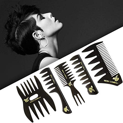 Men Hair Comb, 5 Pcs Professional Barber Accessories Retro Styling Comb Set Great for All Hair Types