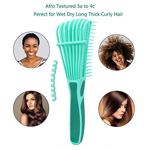 Detangling Brush for Afro America/African Hair,Hair Detangler,Afro Textured 3a to 4c Kinky Wavy for Wet/Dry/Long Thick Curly Hair,Knots Detangler Easy to Clean (1pcs Green)