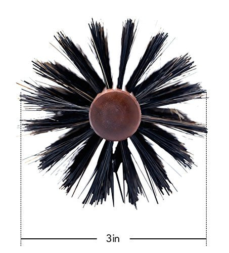 Spornette Italian 3 Inch Round Double Density Boar Bristle Brush (#955-XL) with Wooden Handle for Styling, Volumizing, Finishing, Straightening & Curling Medium, Long, Normal Hair, Extensions & Wigs