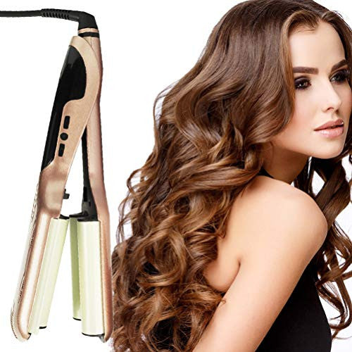 3 Barrel Hair Crimper 1 Inch Curling Wand Professional Wavy Hair Waver Crimping Hair Iron Triple Barrel Waver, Temp Digital Display & Temp Adjustable for Salon Home Use BLUETOP