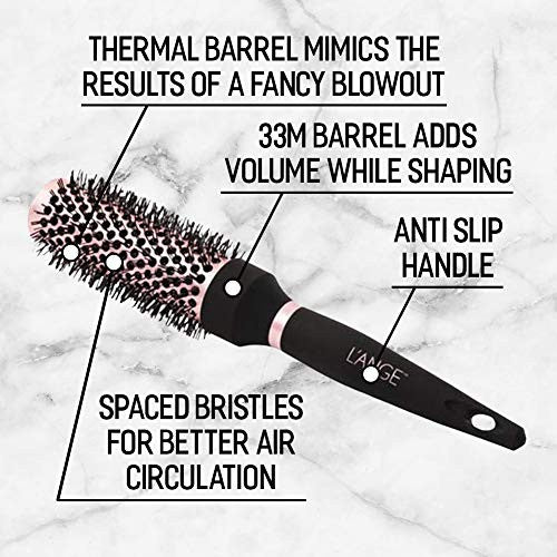 L’ange Hair SIENA Thermal Hair Brush - 33mm Round Barrel Hair Volumizer Brush with Nylon Bristles for Women, Men & Kids - Professional Non Slip Hair Styling Brush for All Hair Types - MSRP $32.00