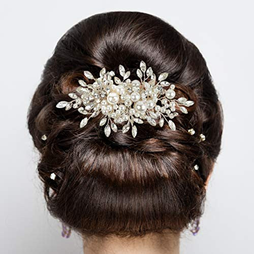 Pivoines et dentelle Peigne à cheveux de mariée élégant | Casque de mariage | Accessoires à pince à épingle avec strass en cristal et perles pour femmes